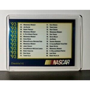 Checklist #2 Checklist 1993 Maxx Premier Plus Racing #210 NASCAR Card